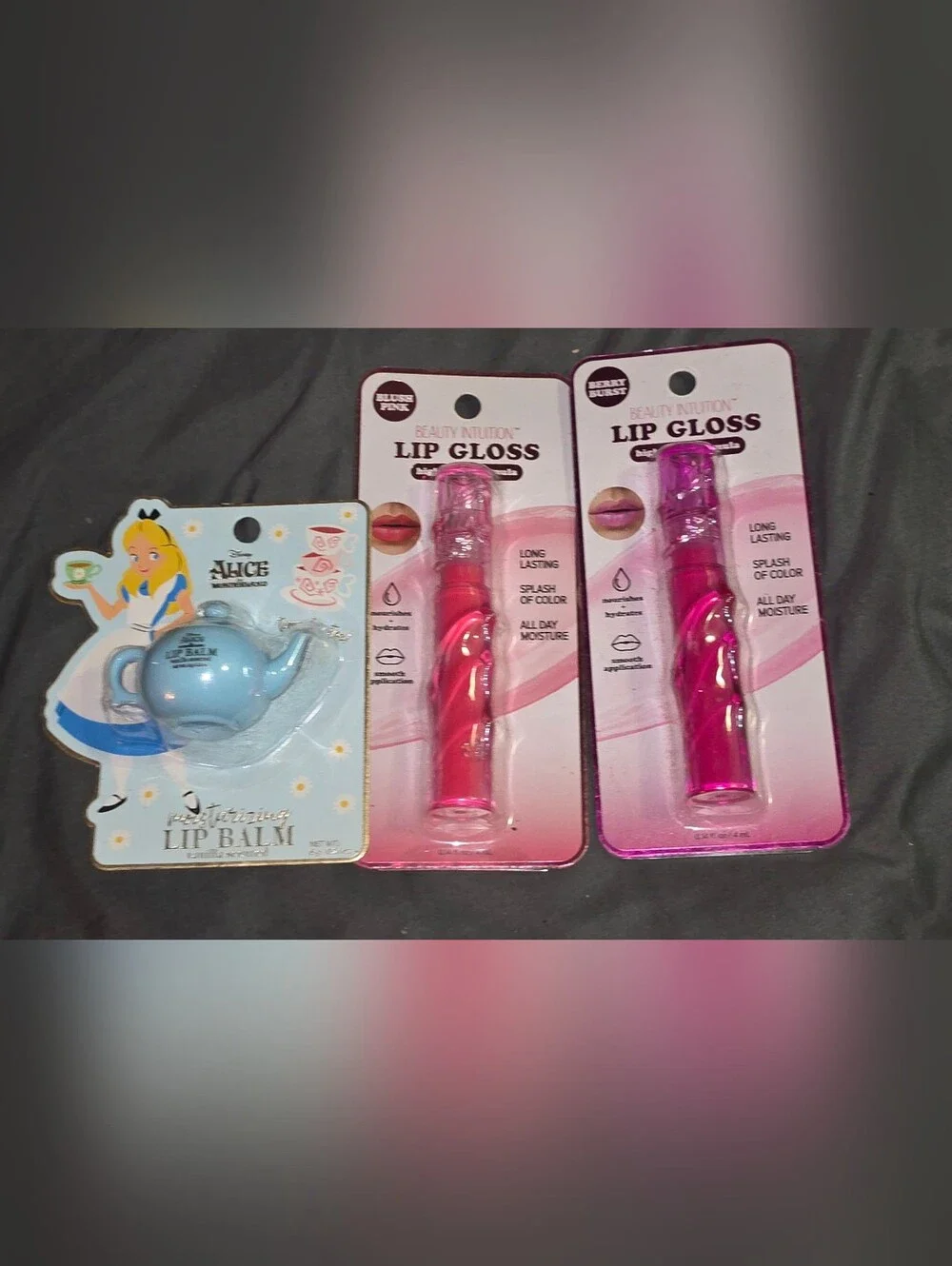 Alice In Wonderland Tea Pot Lip Balm & Beauty Intuition Lip Glosses BNIB